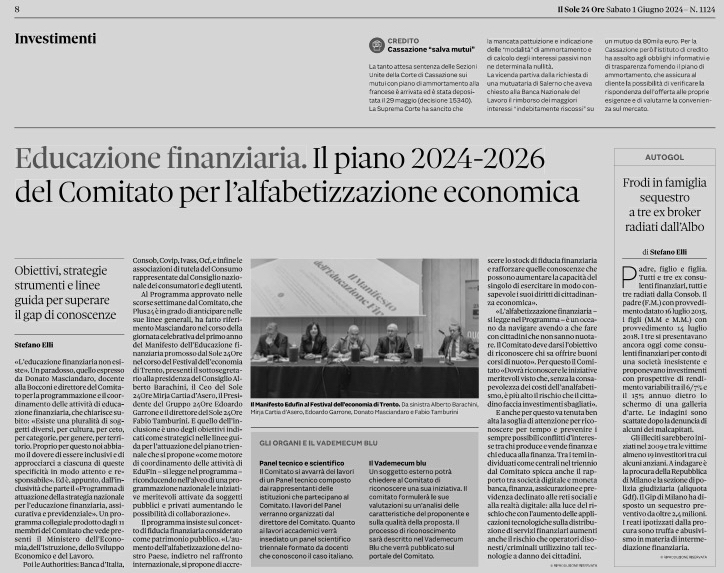 Educazione finanziaria. Il piano 2024-2026